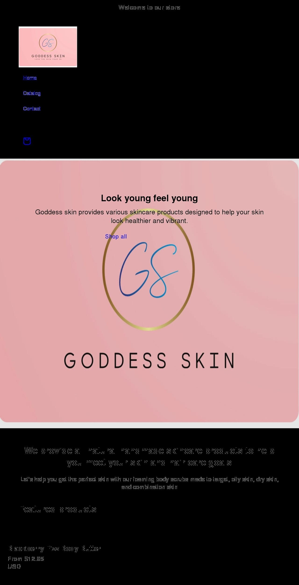 goddessskin.net shopify website screenshot