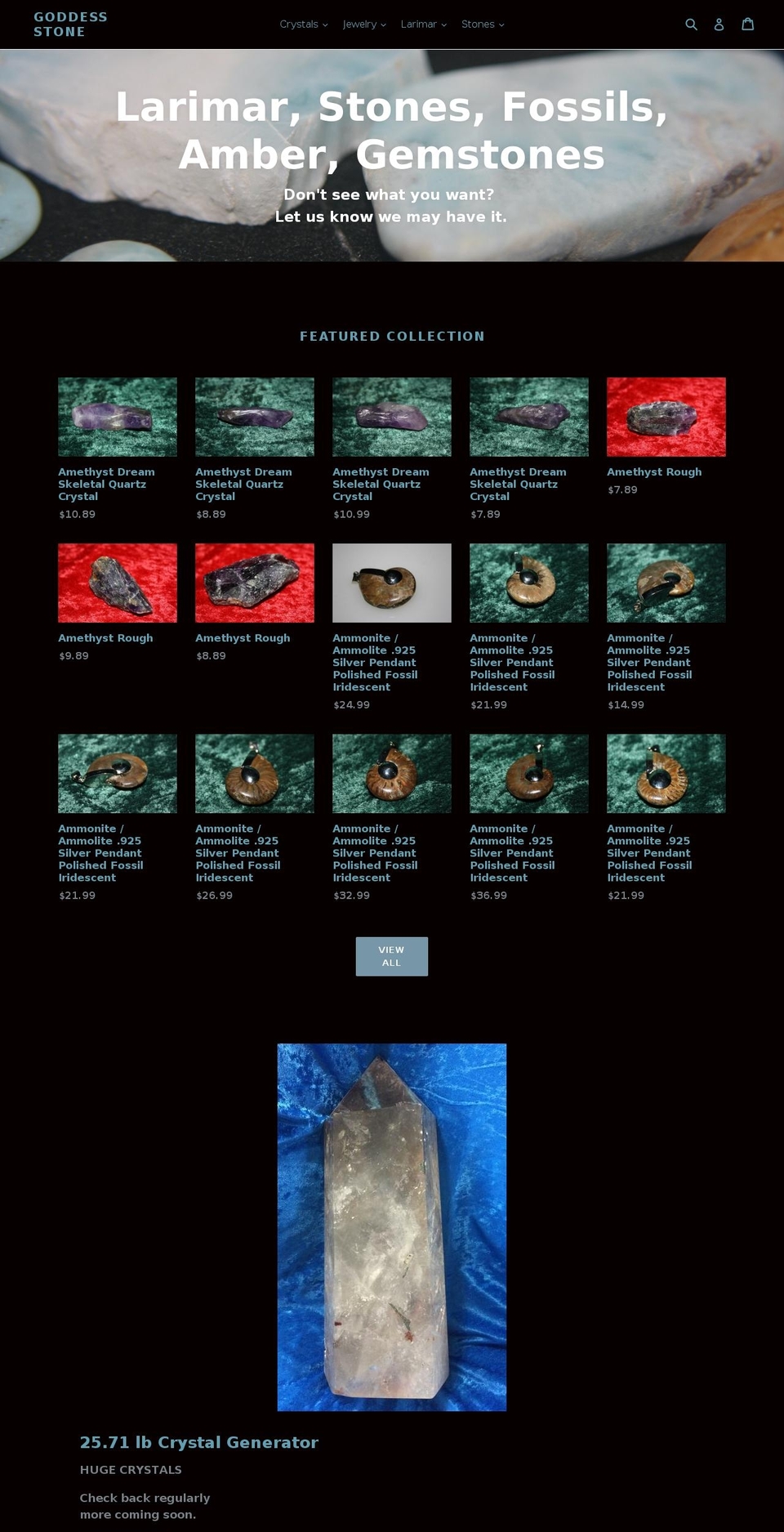 goddessstone.com shopify website screenshot