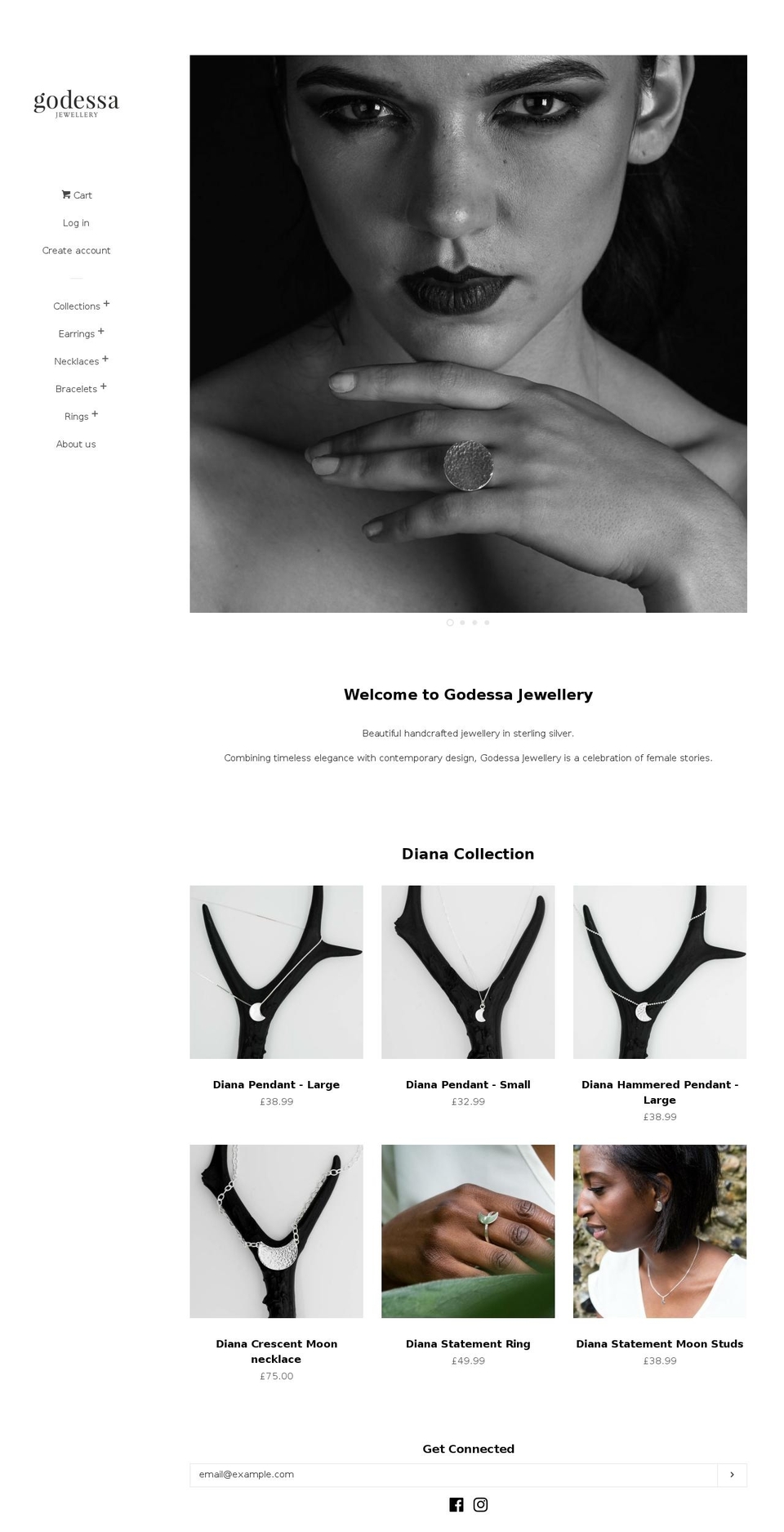 godessajewellery.com shopify website screenshot