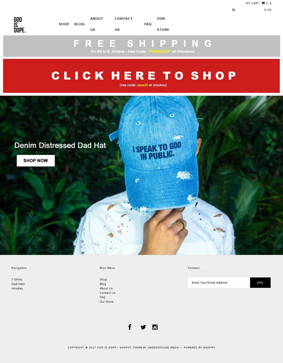 click Shopify theme site example godisdope.com