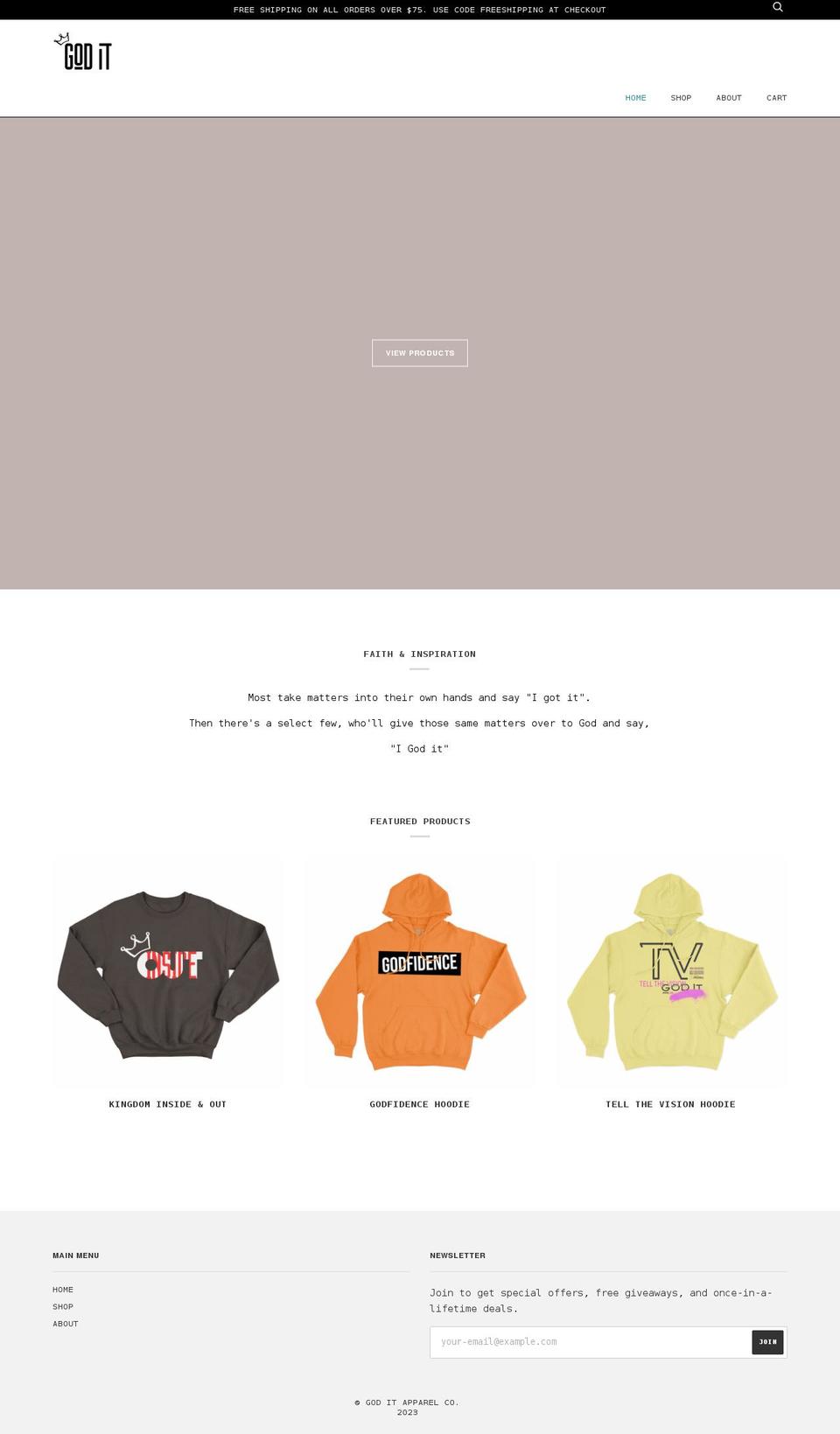 goditapparel.com shopify website screenshot