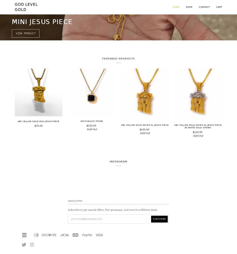 godlevelgold.com shopify website screenshot