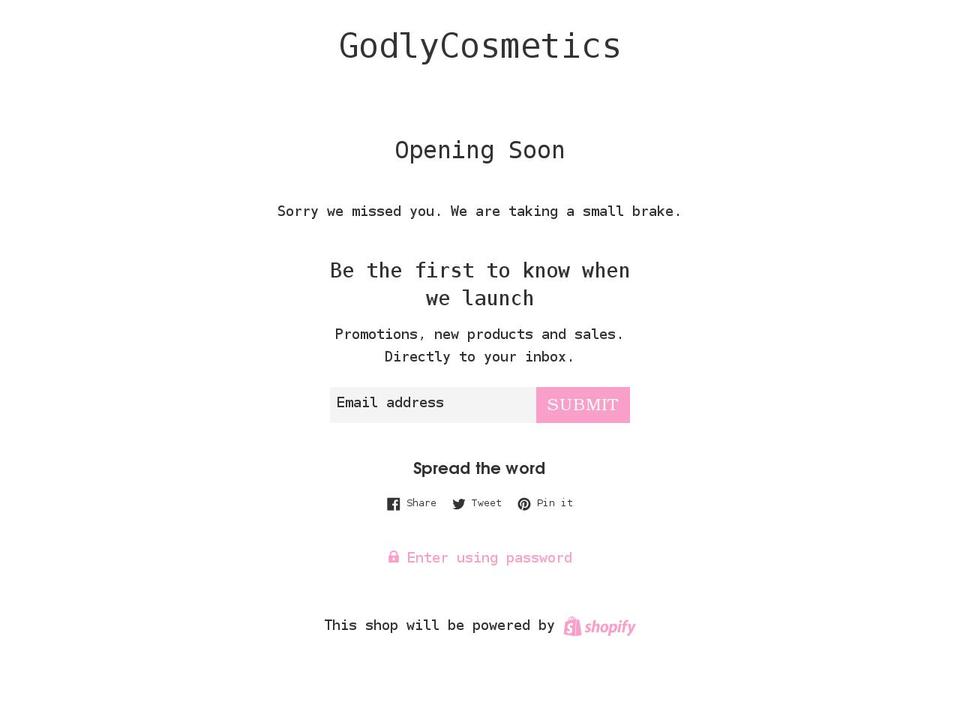 godlycosmetics.com shopify website screenshot
