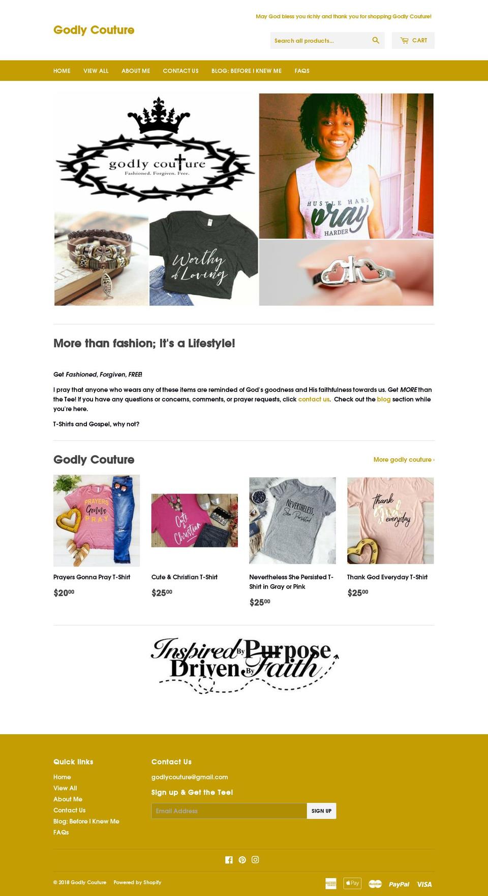 godlycouture.com — Shopify storefront screenshot