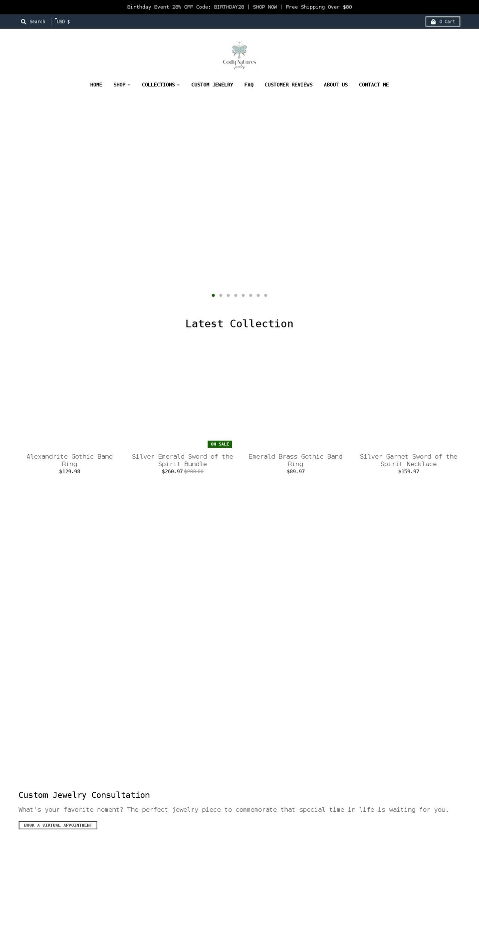 godlynaturesjewelry.com shopify website screenshot