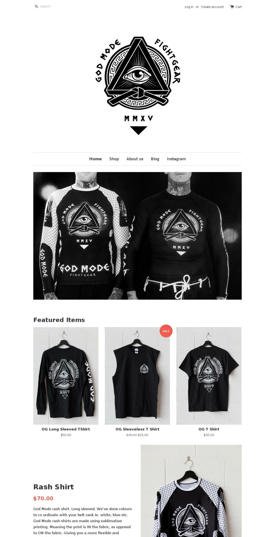 godmodefightgear.com — Shopify storefront screenshot