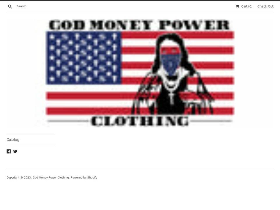 godmoneypowerclothing.myshopify.com shopify website screenshot