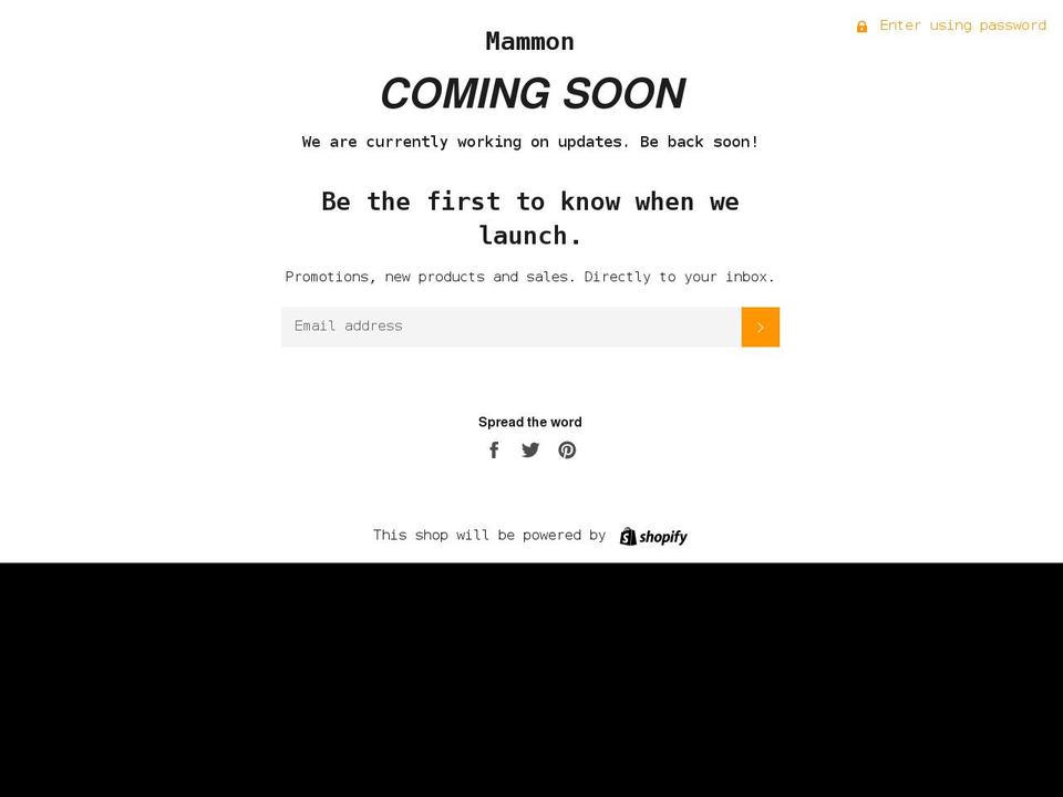 godormammon.myshopify.com shopify website screenshot