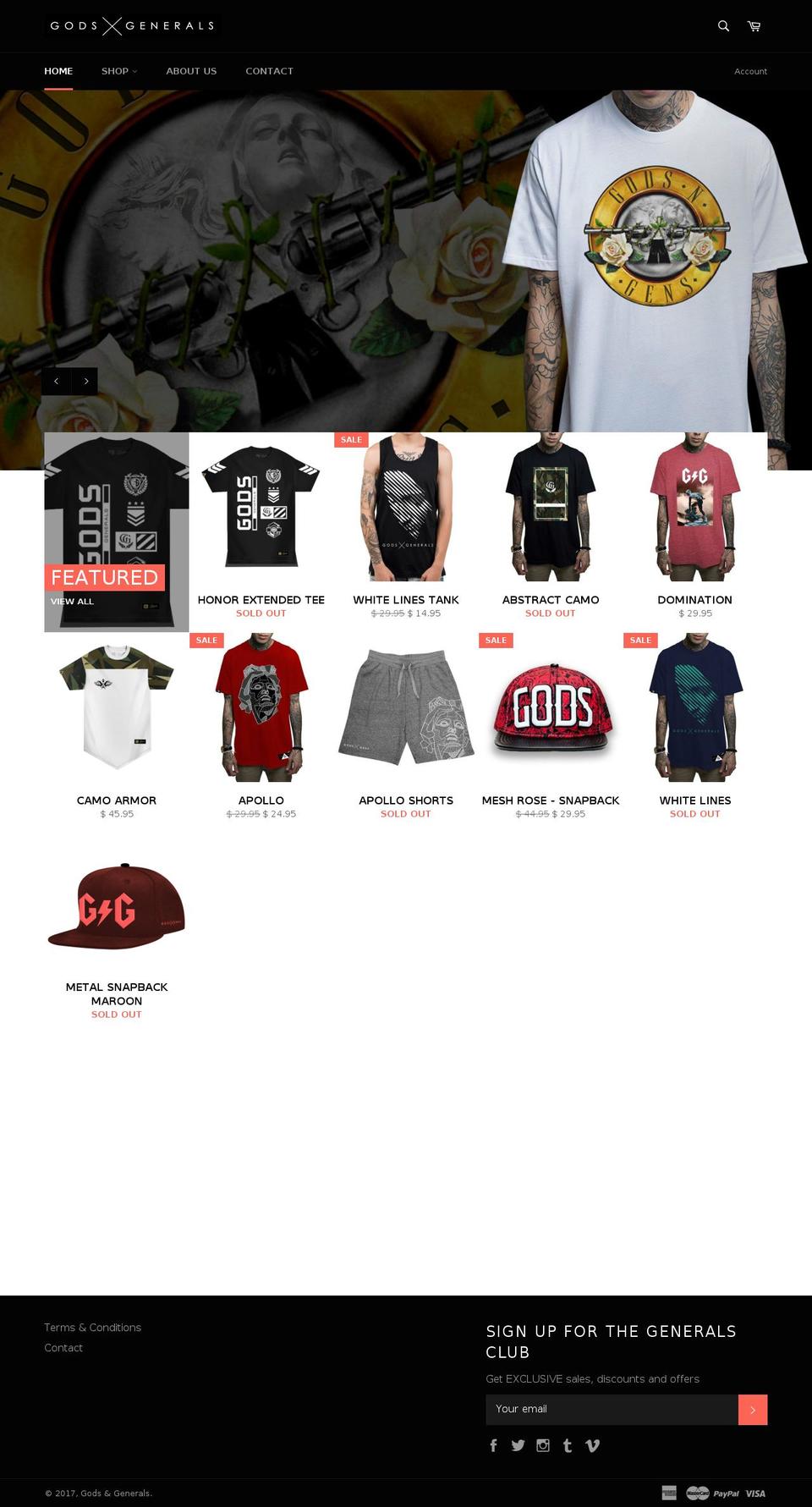 godsandgens.com shopify website screenshot