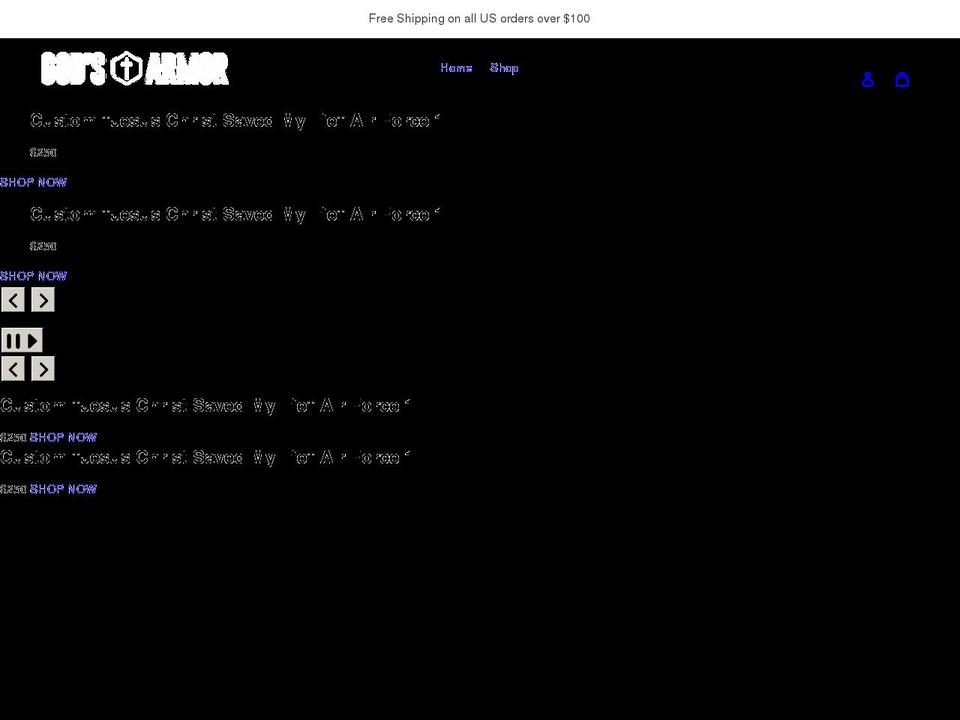 godsarmor.net shopify website screenshot