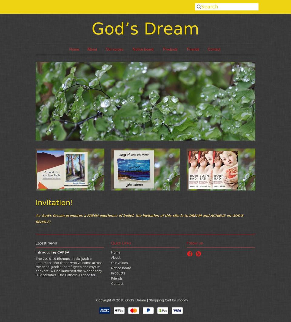 godsdream.com.au shopify website screenshot
