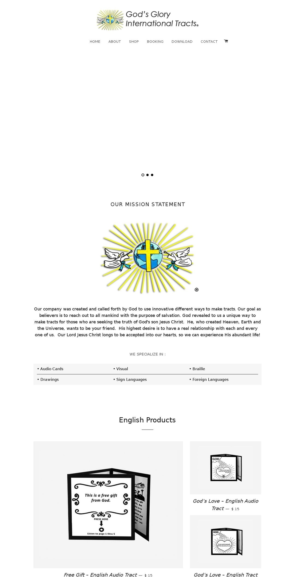 godsglorytracts.com shopify website screenshot