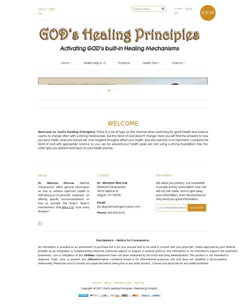 godshealingprinciples.com shopify website screenshot