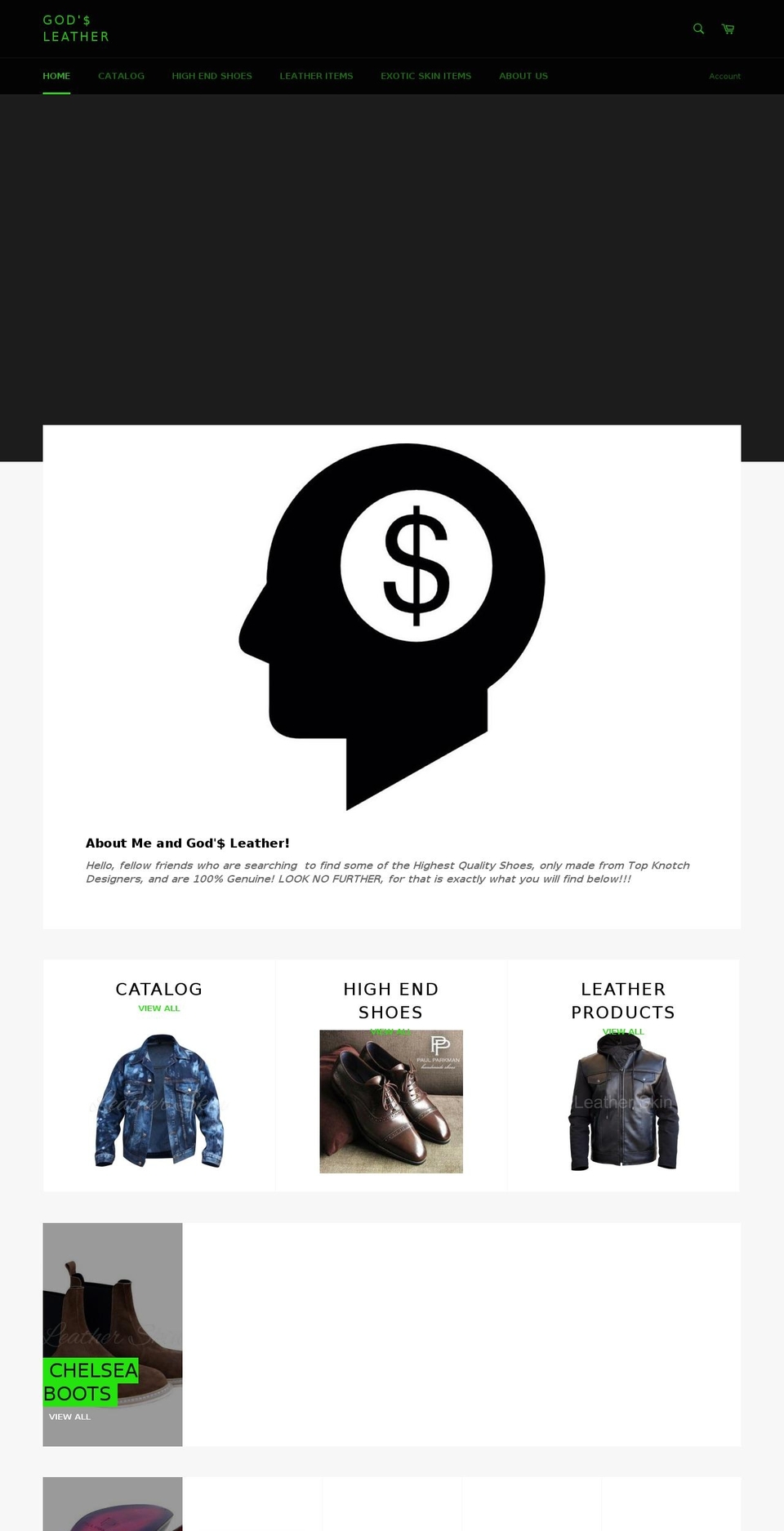 godsleather.com — Shopify storefront screenshot