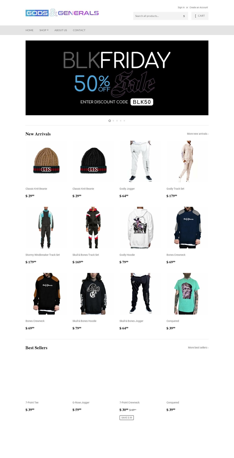 godsngenerals.com — Shopify storefront screenshot