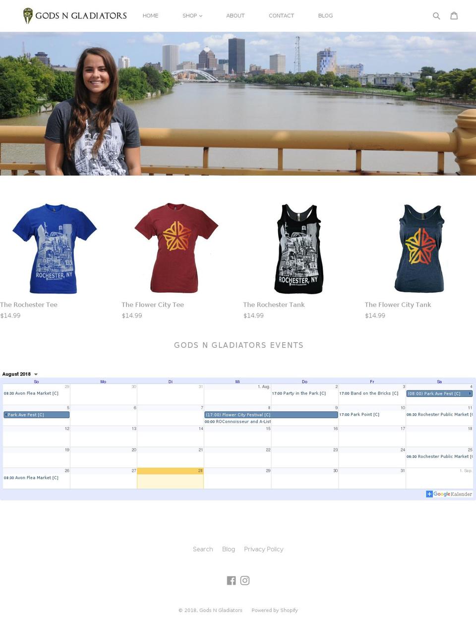 godsngladiators.com — Shopify storefront screenshot