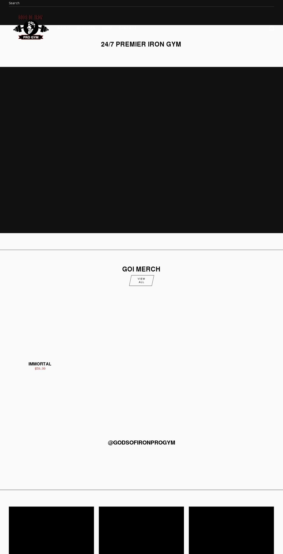 godsofironprogym.com shopify website screenshot