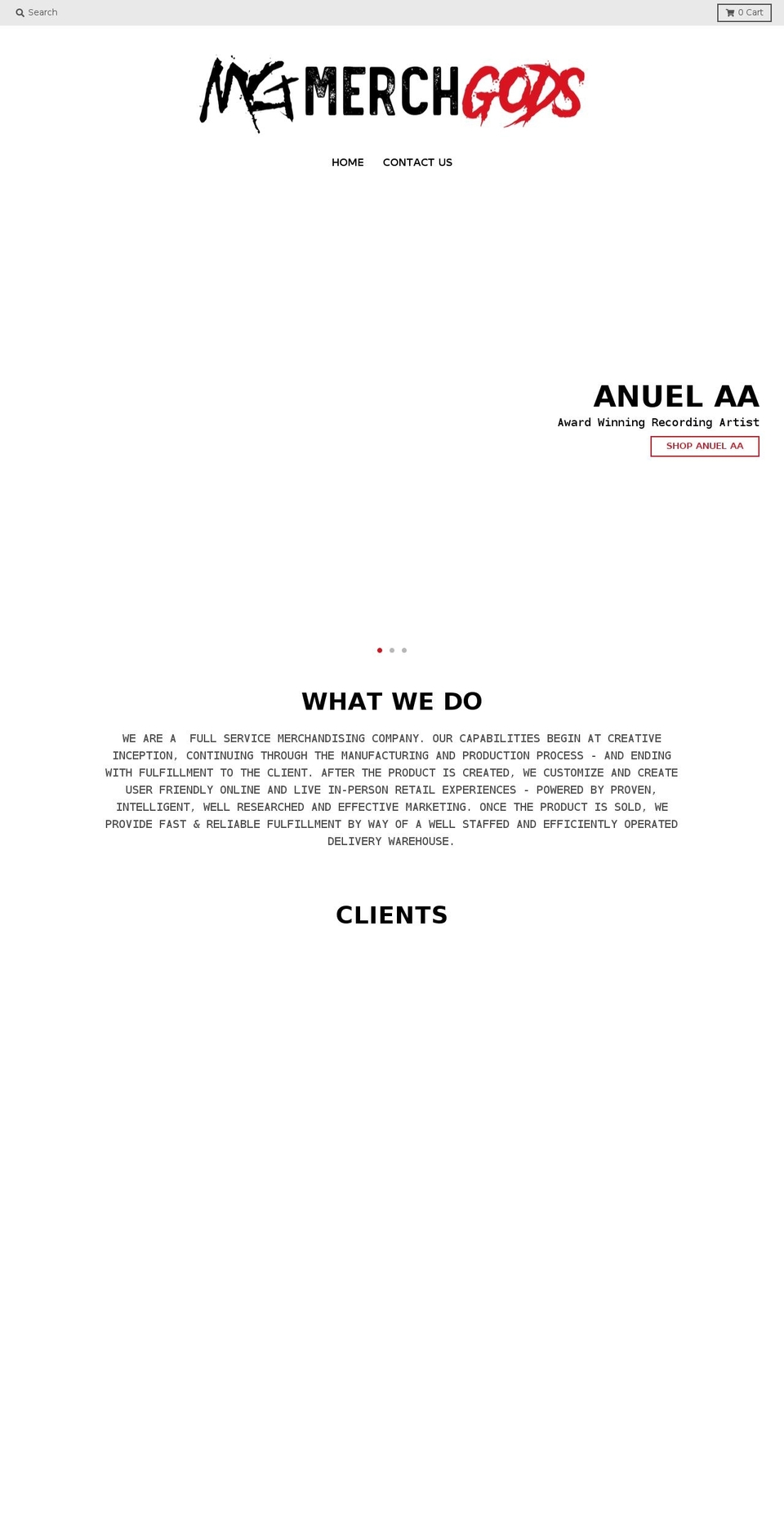 godsofmerch.com shopify website screenshot