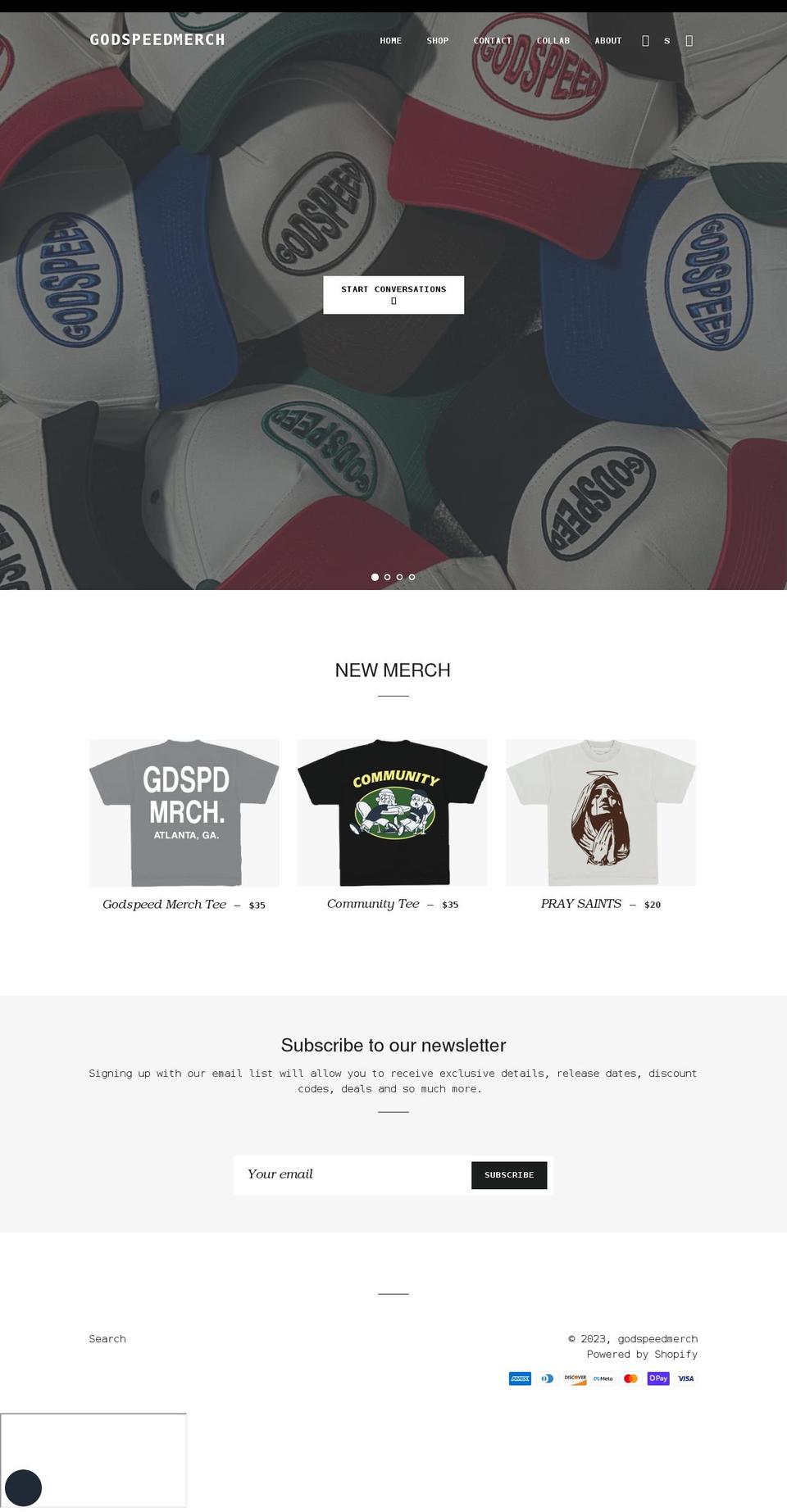 godspeedmerch.com shopify website screenshot