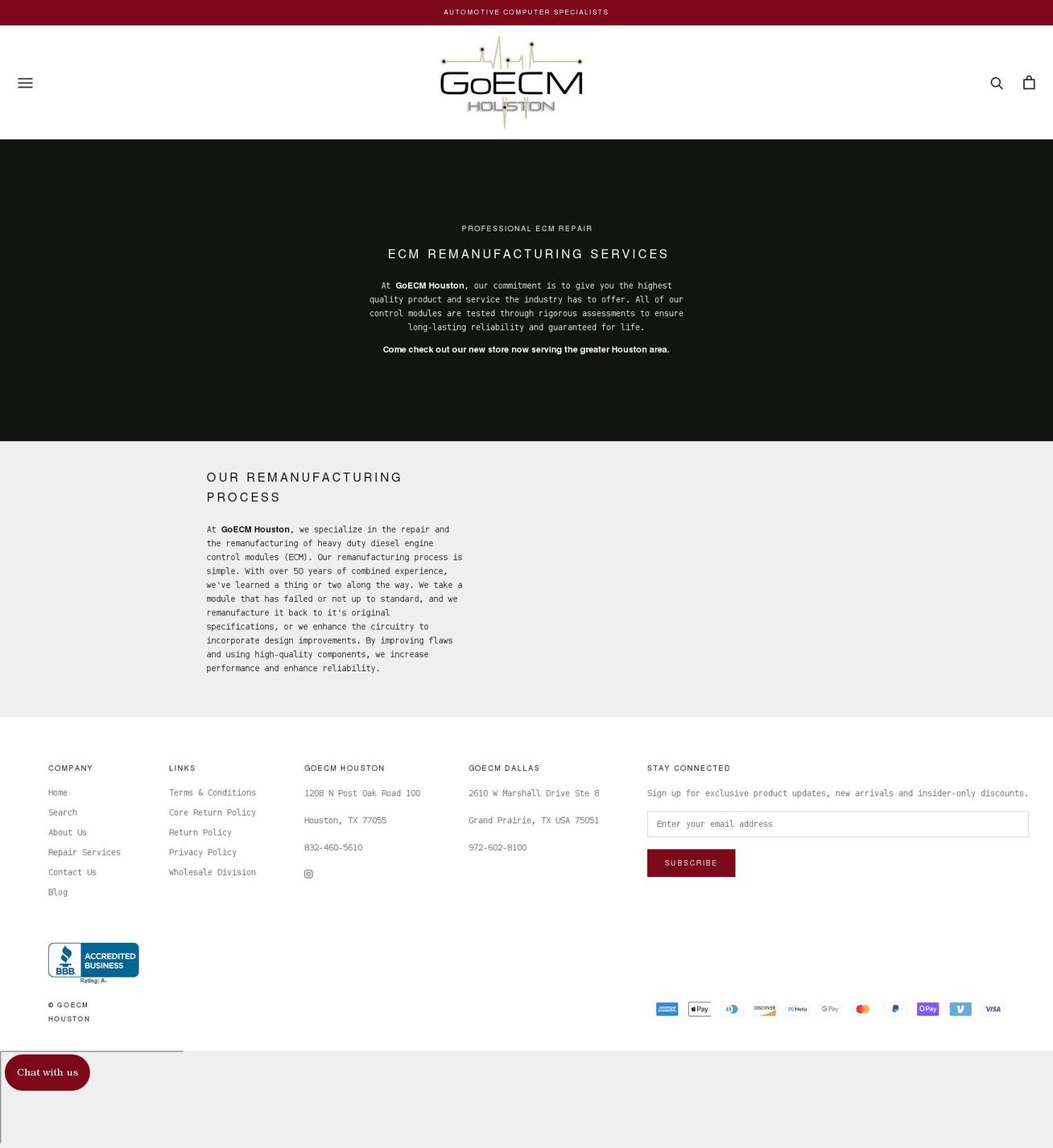 goecmhouston.com shopify website screenshot