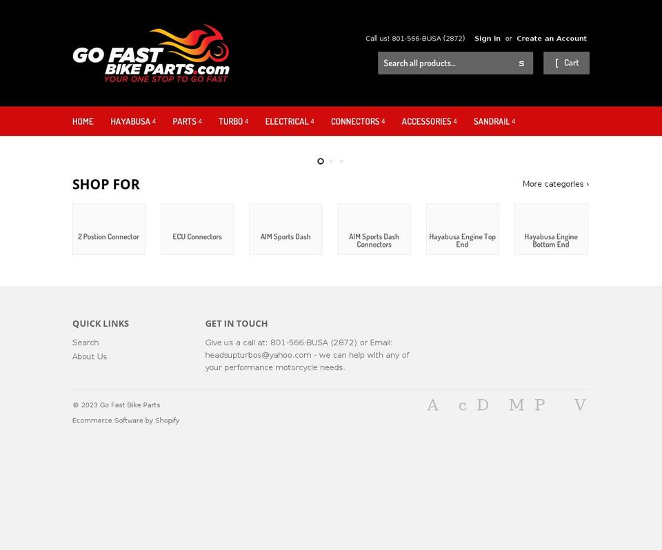 gofastbikeparts.com shopify website screenshot