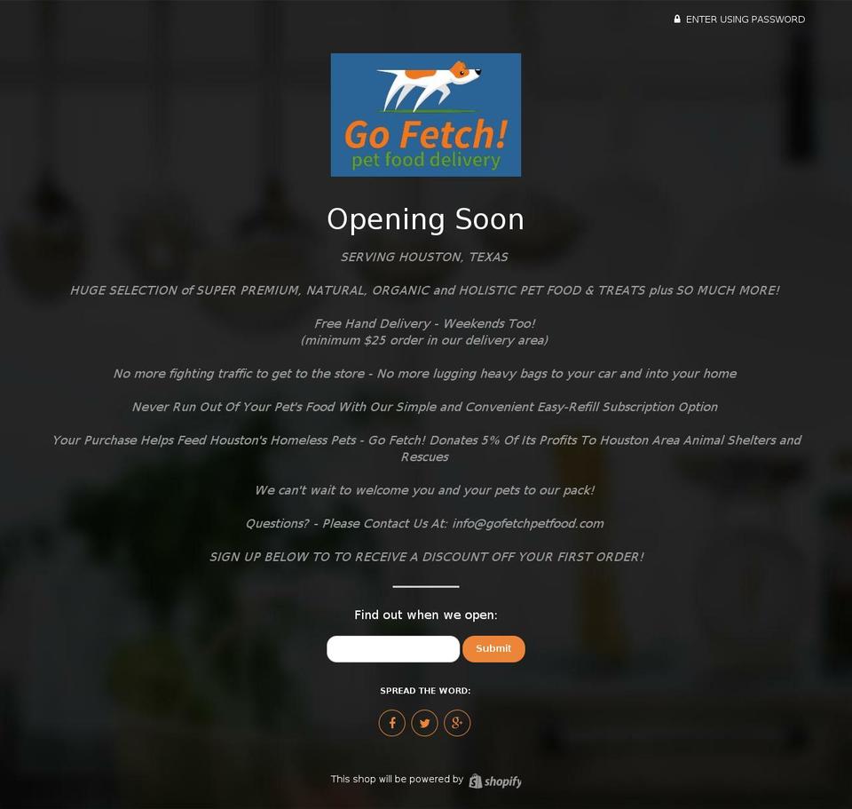 gofetchpetfood.com shopify website screenshot