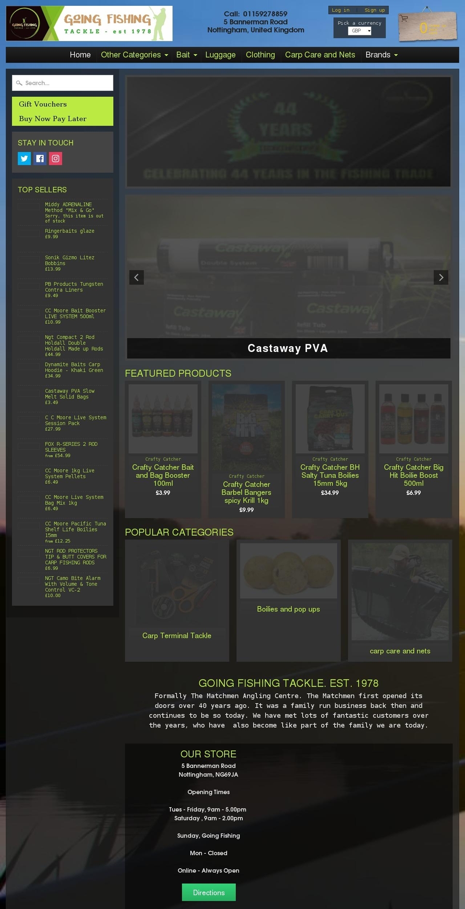 gofishingtackle.co.uk shopify website screenshot