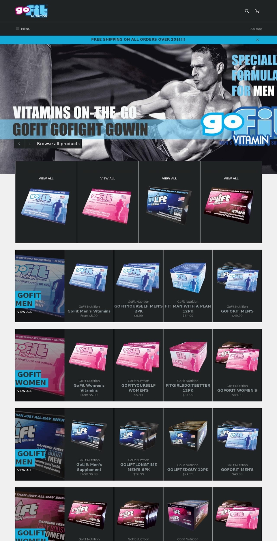 gofitnutrition.com — Shopify storefront screenshot