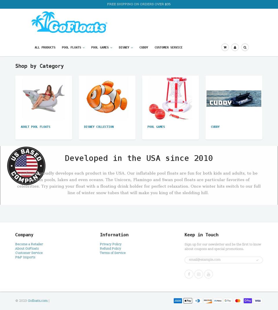 gofloats.com shopify website screenshot