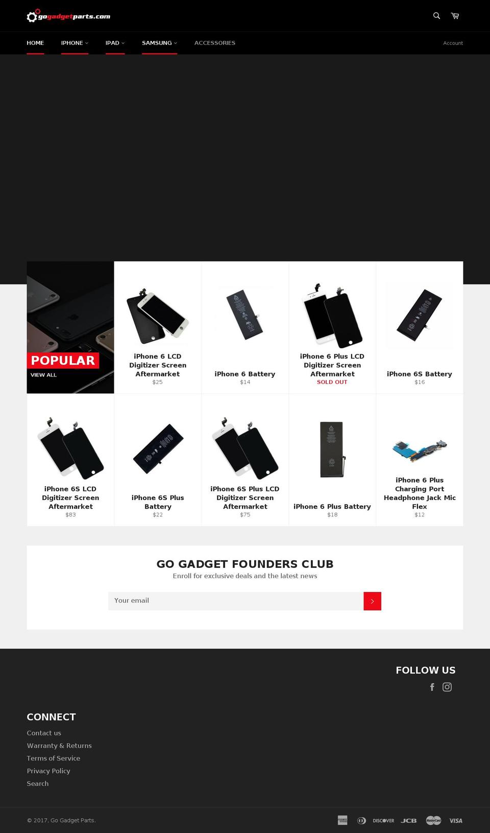 gogadgetparts.com shopify website screenshot