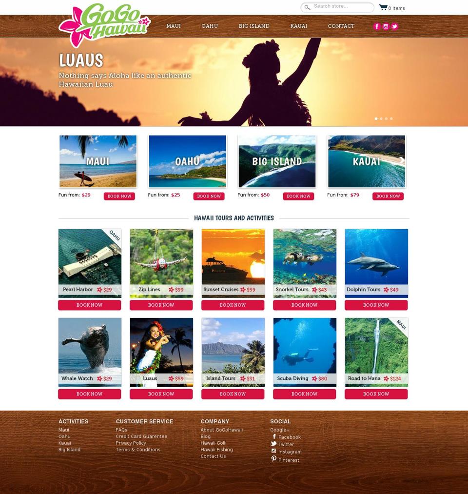 gogohawaiitours.com — Shopify storefront screenshot