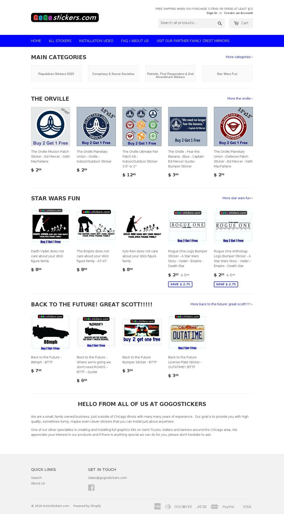 gogostickers.com shopify website screenshot