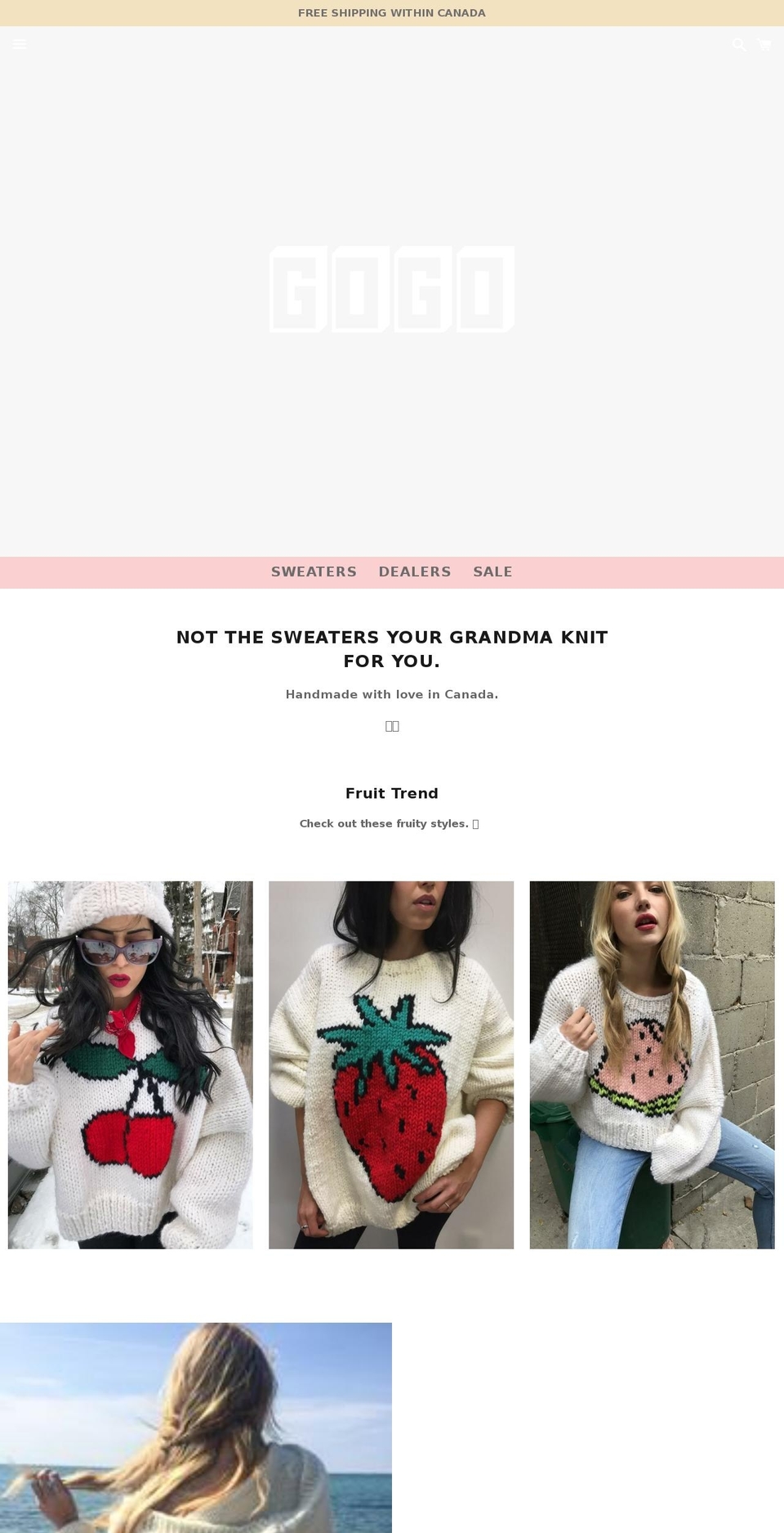 gogosweaters.com shopify website screenshot