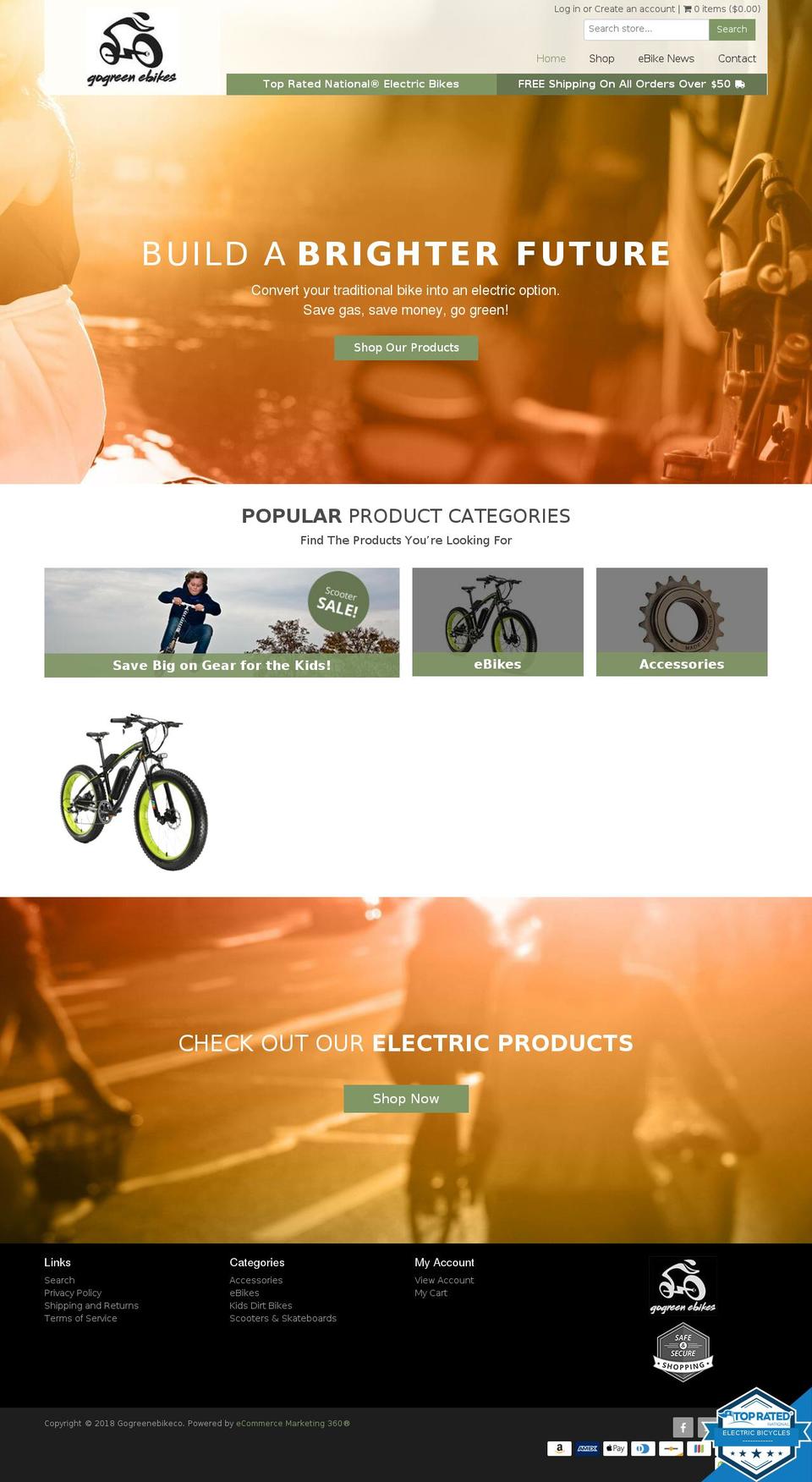 gogreenebikeco.com — Shopify storefront screenshot