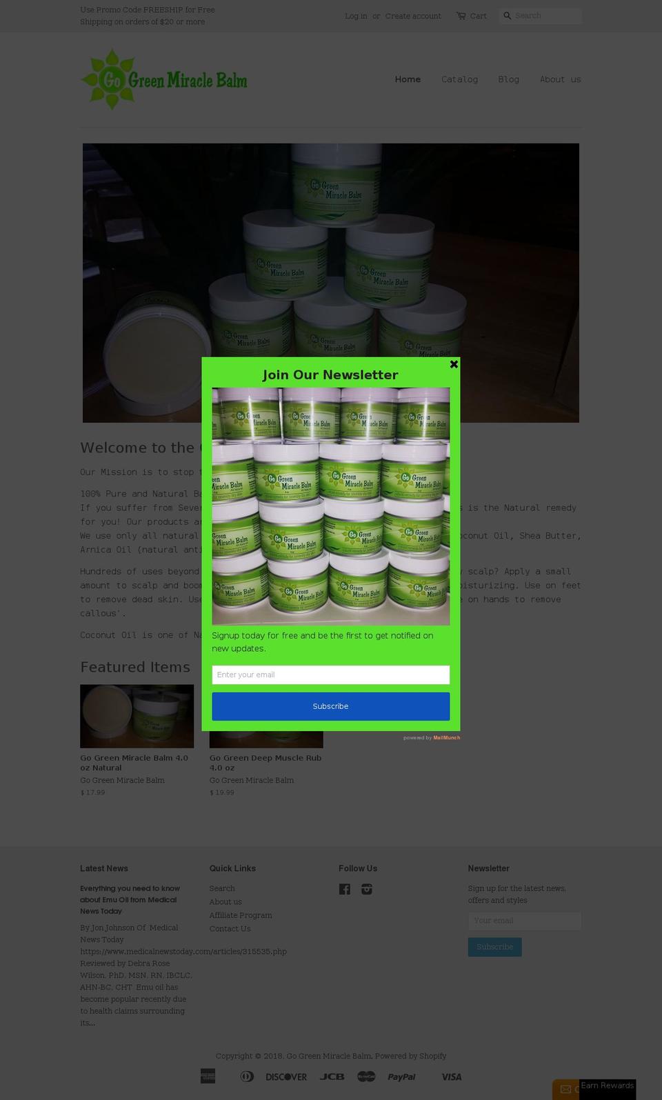 gogreenmiraclebalm.com — Shopify storefront screenshot