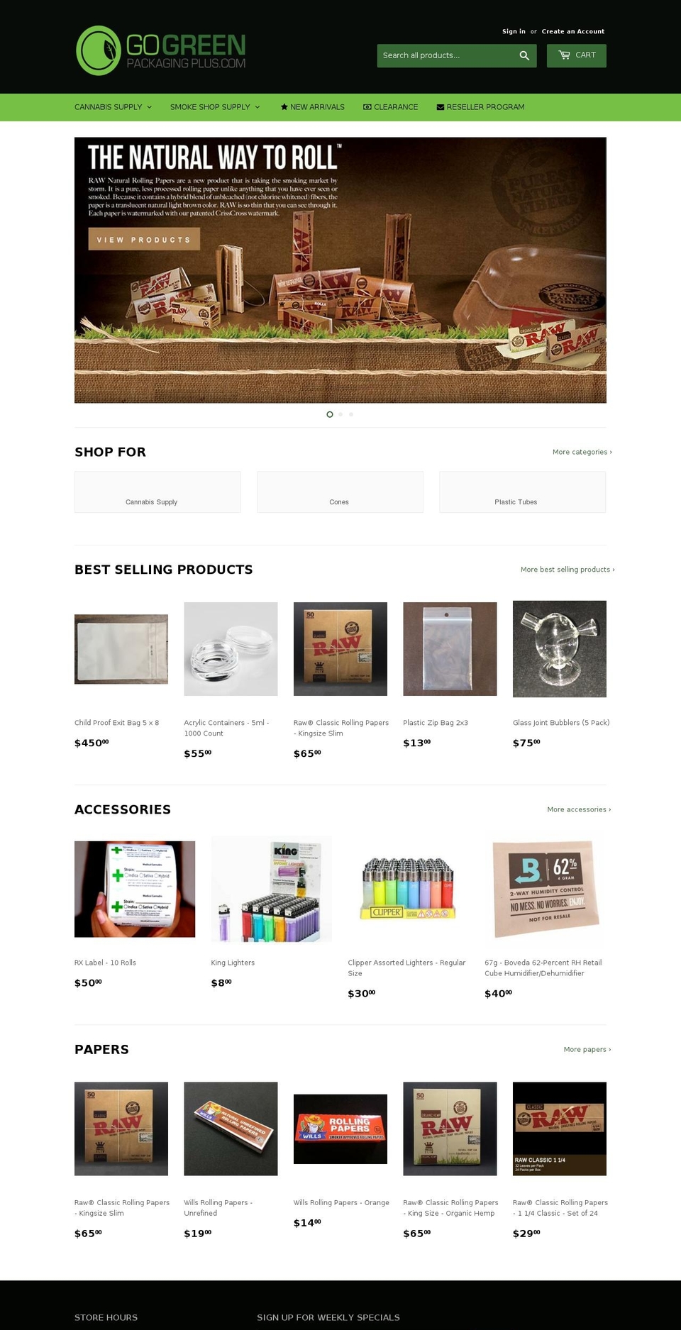 gogreenpackagingplus.com — Shopify storefront screenshot