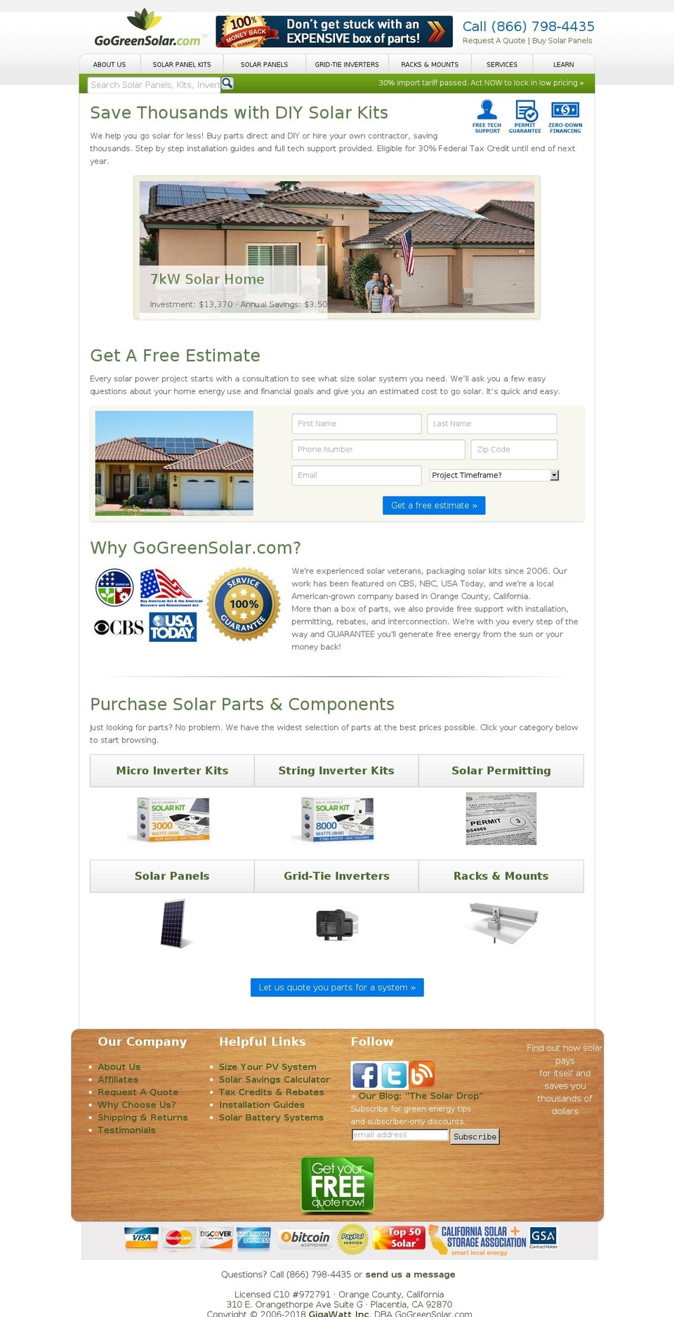 gogreensolar.org shopify website screenshot