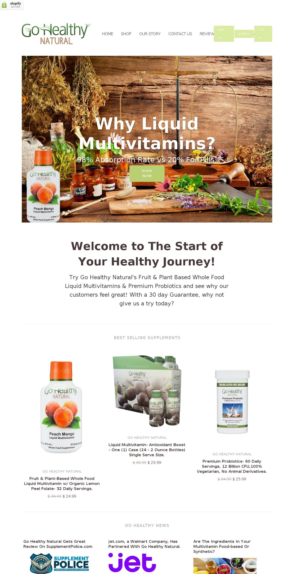 Cypress Shopify theme site example gohealthynatural.com