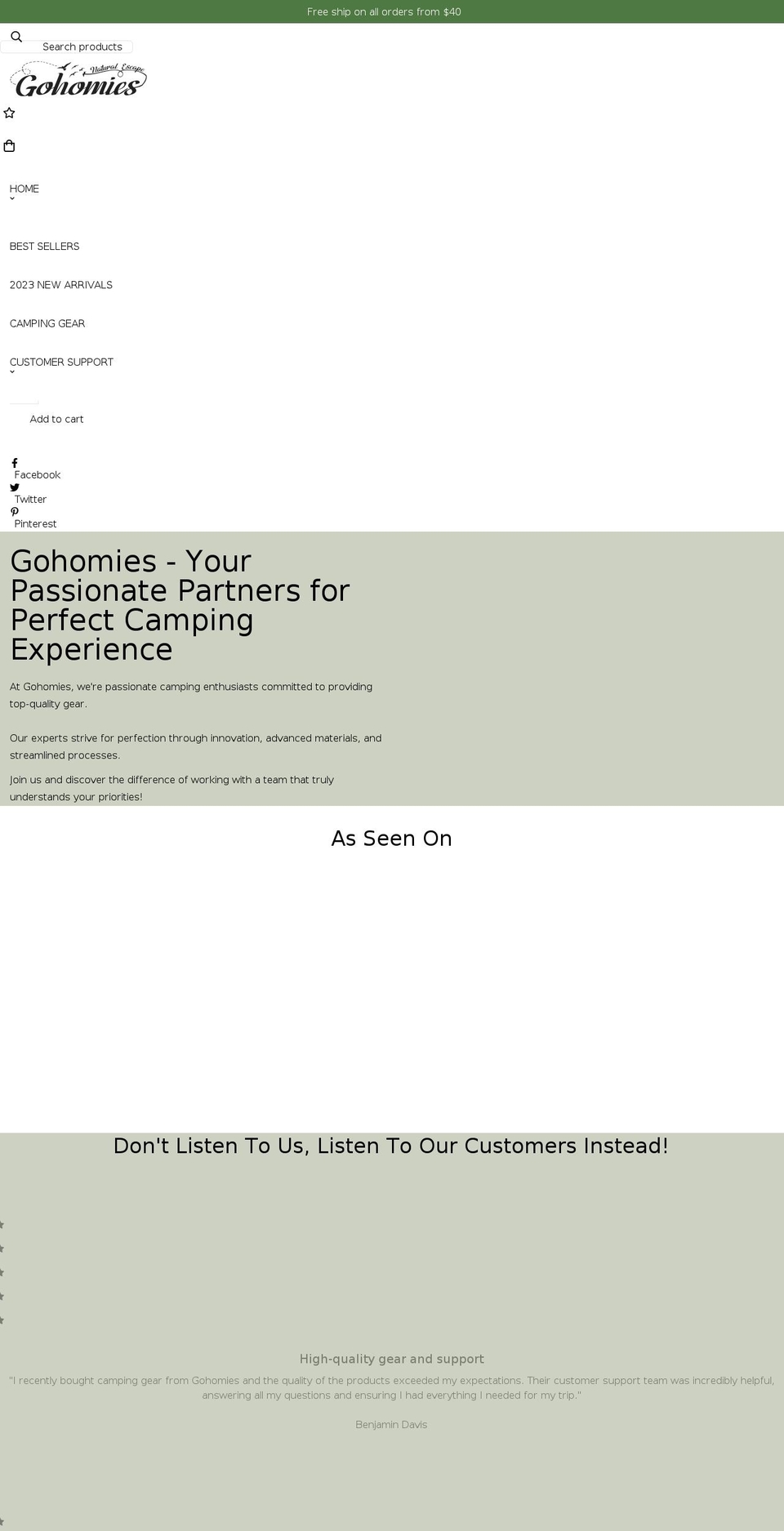 gohomies.com shopify website screenshot