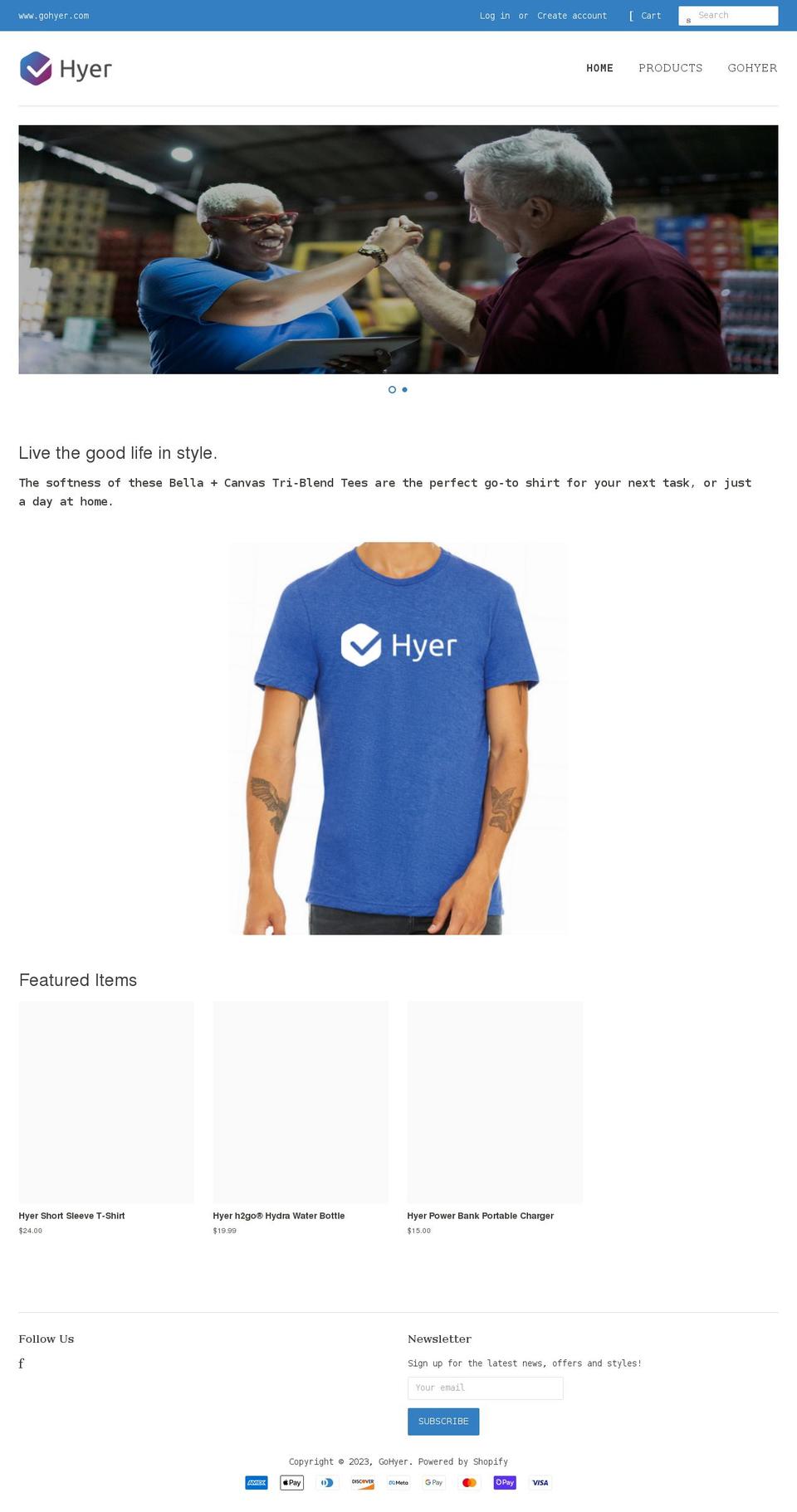 gohyer.myshopify.com shopify website screenshot