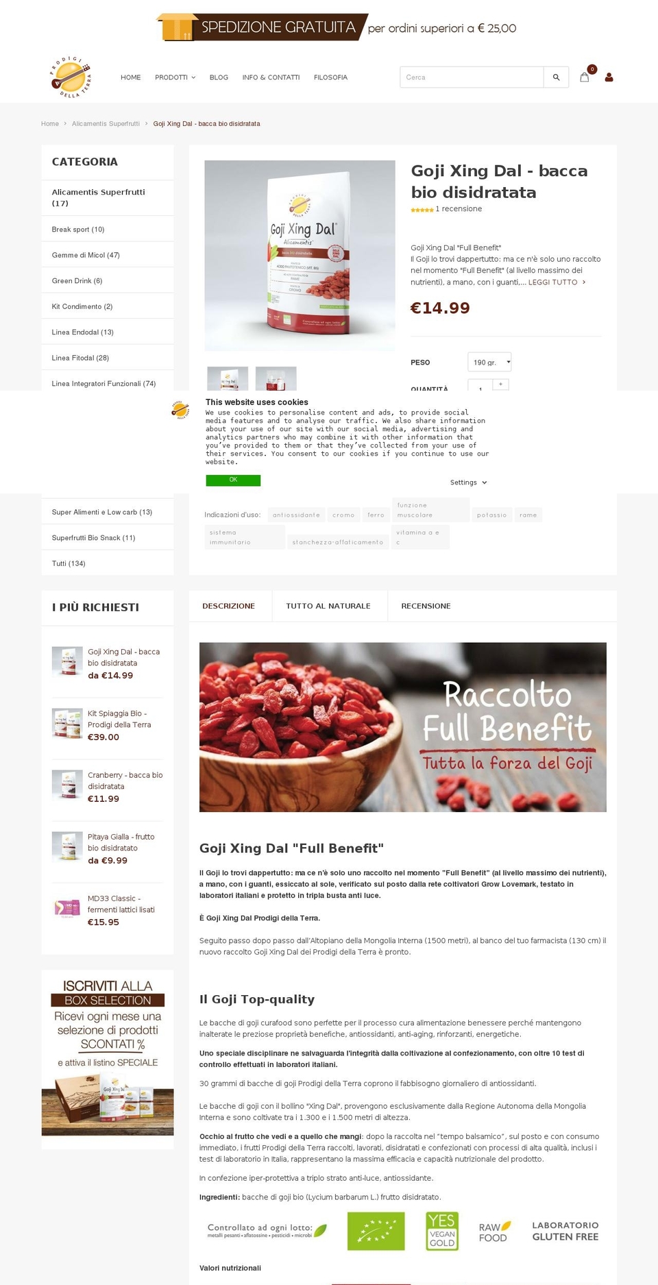 goji-xingdal.it shopify website screenshot