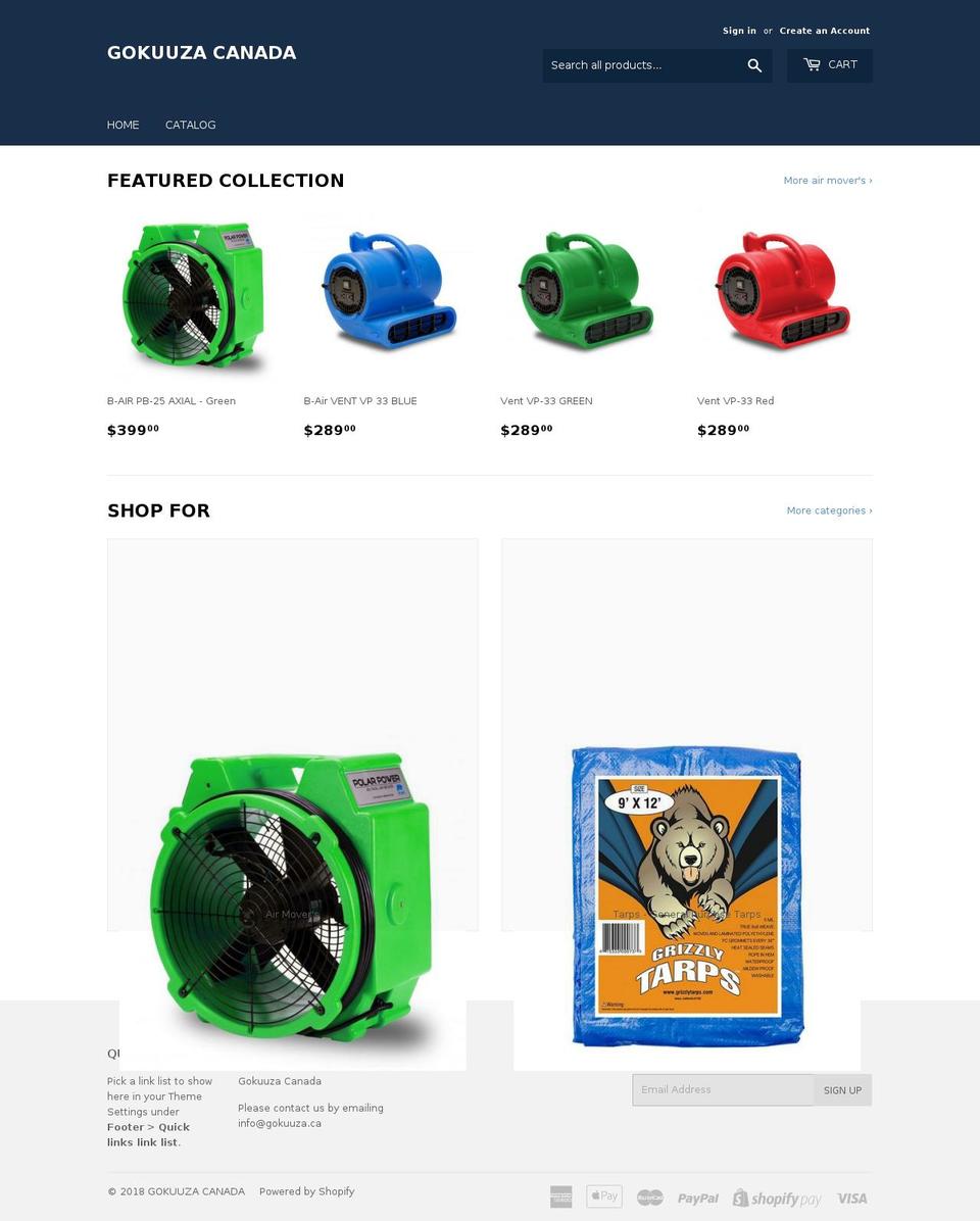 gokuuza.com — Shopify storefront screenshot