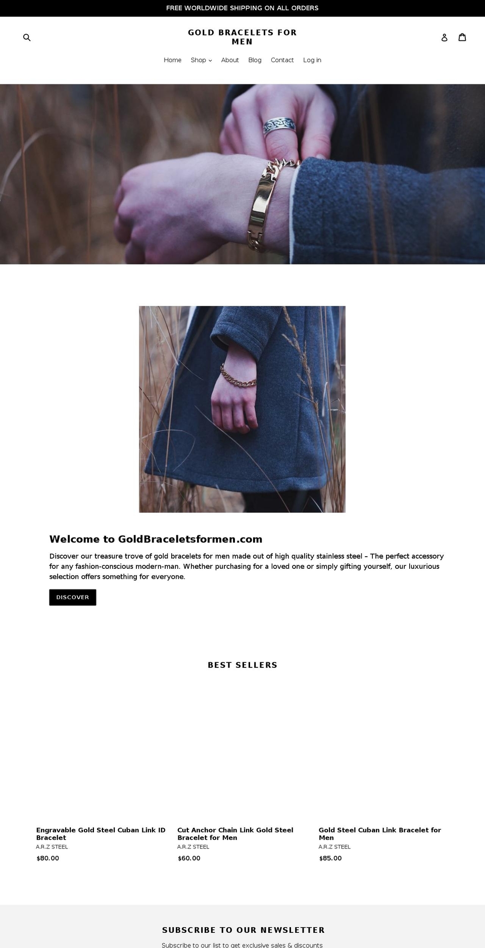 gold-bracelets-for-men.myshopify.com shopify website screenshot