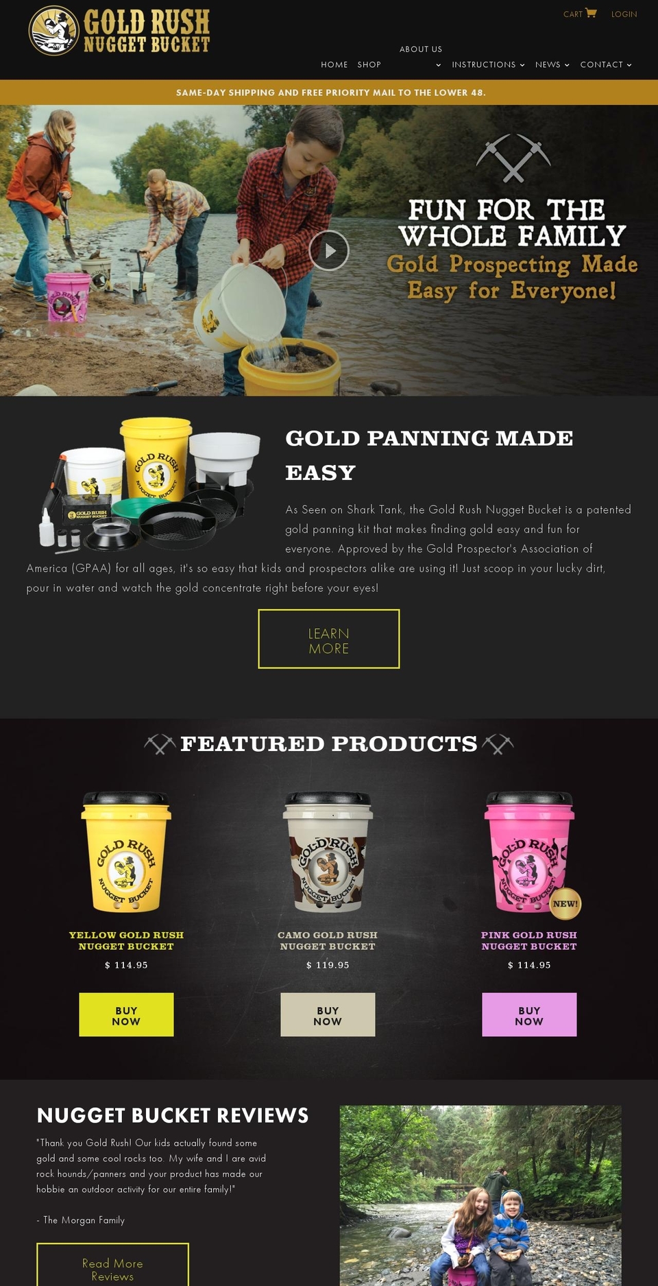 gold-rush-nugget-bucket.biz shopify website screenshot