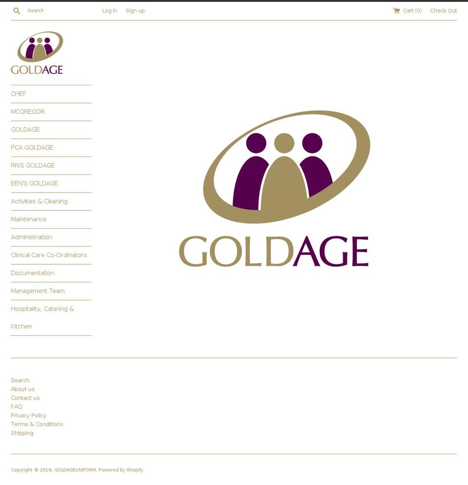 goldageuniform.com — Shopify storefront screenshot