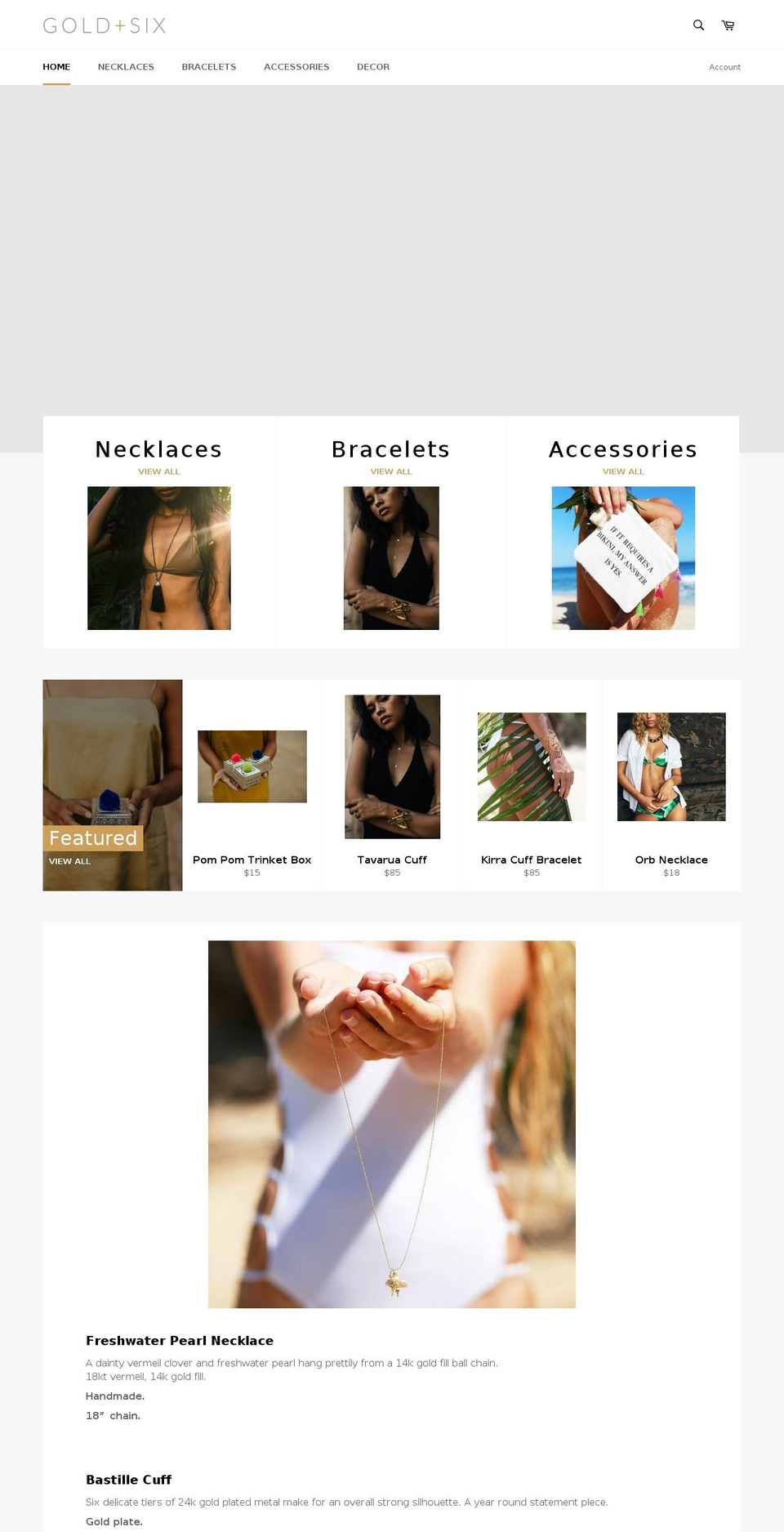 goldandsix.com — Shopify storefront screenshot