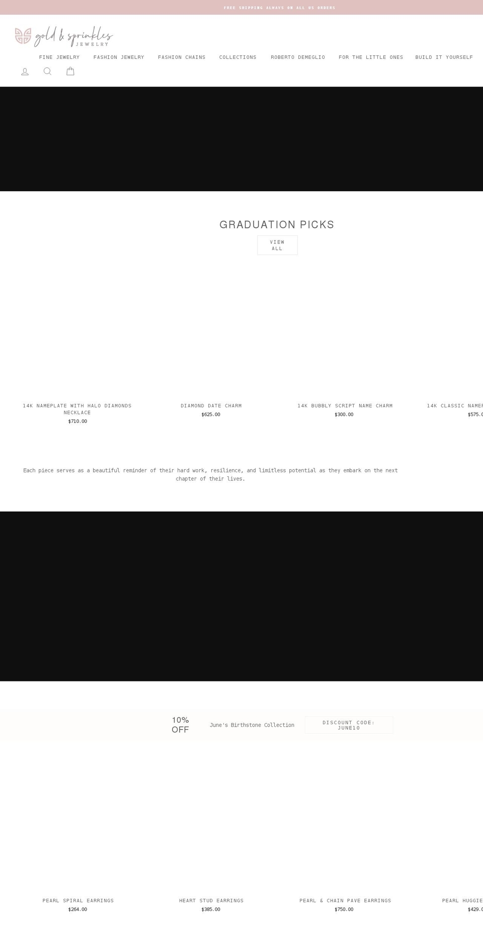 goldandsprinkles.com shopify website screenshot