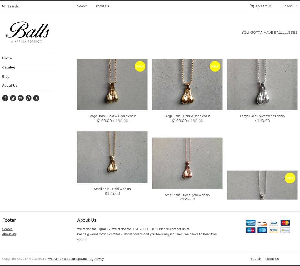 goldballz.com shopify website screenshot