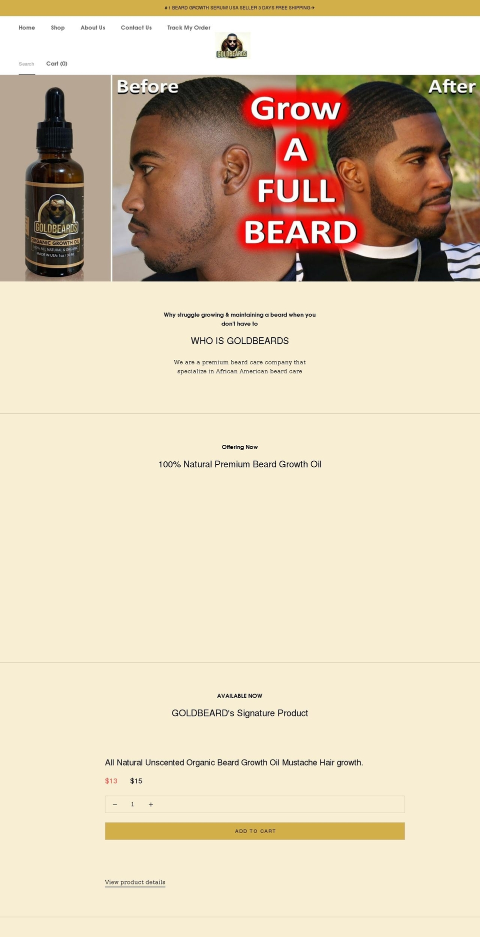 goldbeards.com shopify website screenshot