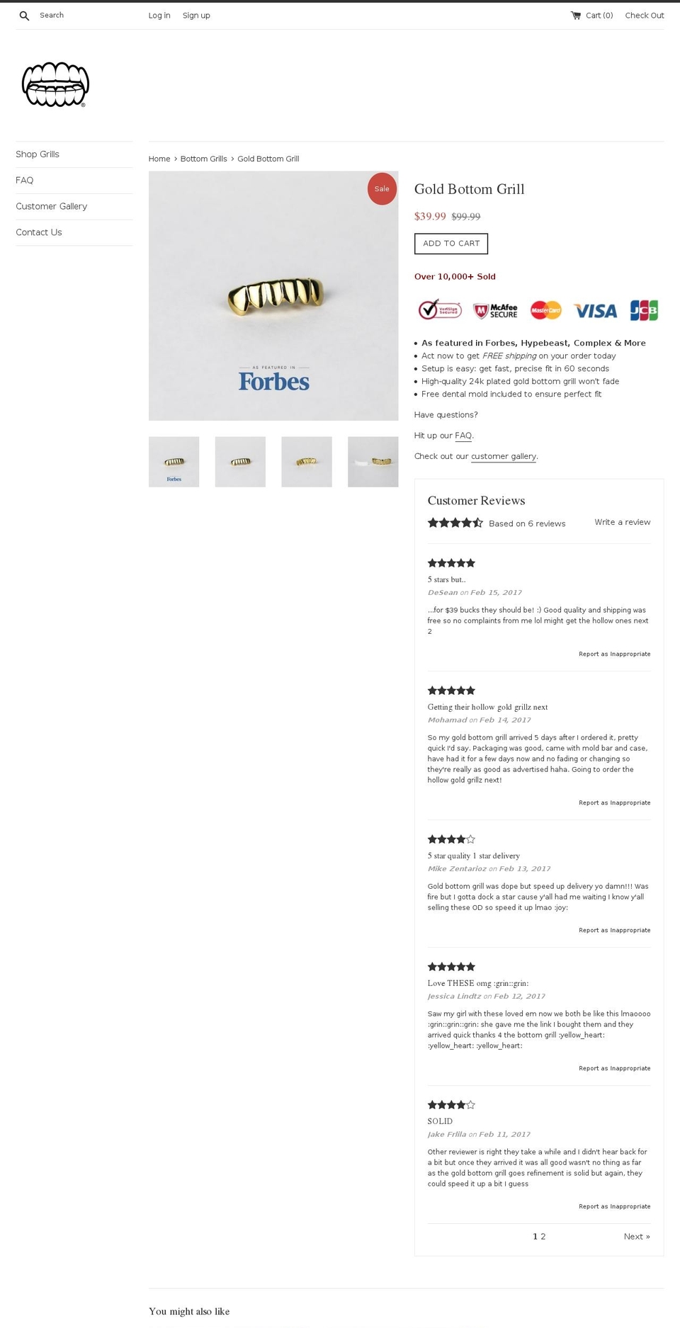 goldbottomgrill.com shopify website screenshot